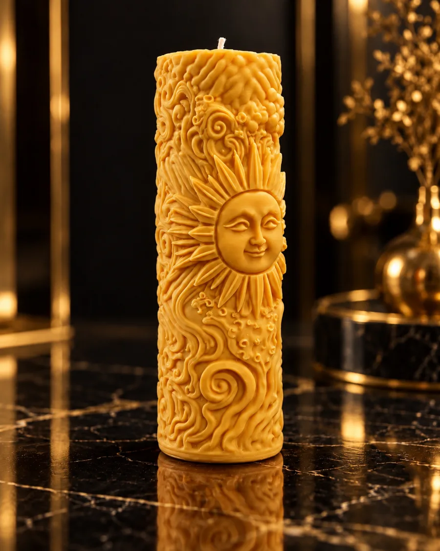 Helios sculptural soy wax sun candle by Titan Candles, Vancouver